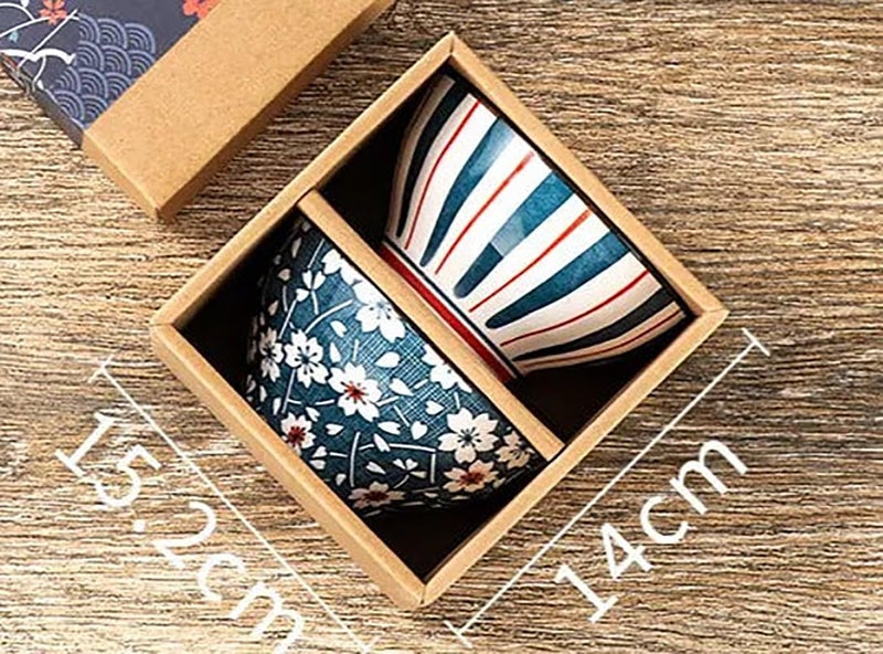 pepplo Porcelain Bowls For Kitchen, Cereal Bowls, Salad Bowls, Pasta Bowls, Soup Bowls, Dessert Bowls, Serving Bowls, Japanese Style Bowls, Noodles Bowls, Tableware Set, Microwave Safe (Multicolor, 2 Piece) - Image 3