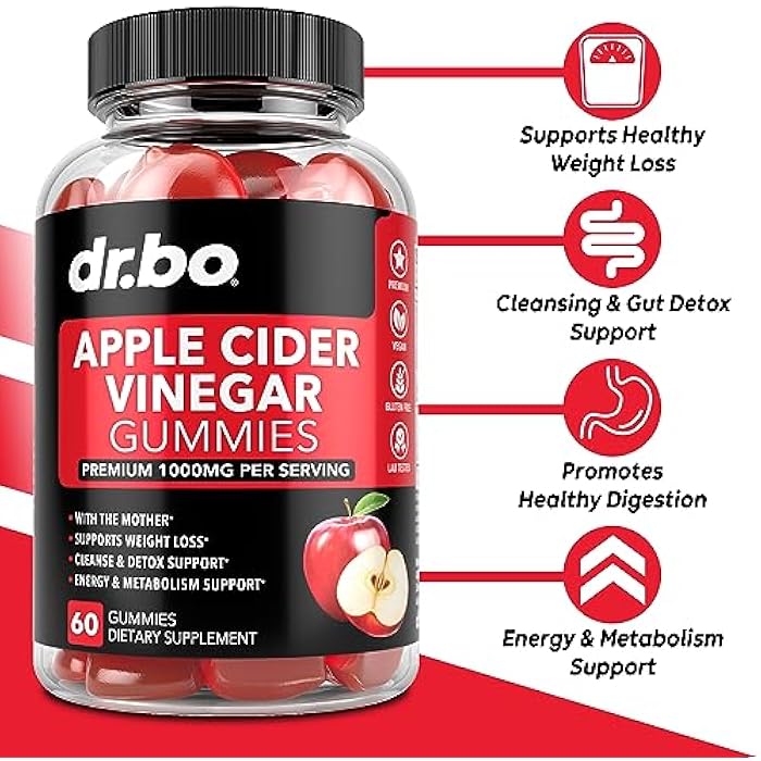 dr.bo ACV Apple Cider Vinegar Gummies - Natural Support for Advanced Weight Loss, Detox, Cleansing, Digestion Plus Gut Health - ACV Gummies Supplements with 1000MG Apple Cider Vinegar Gummy with The Mother - Image 2