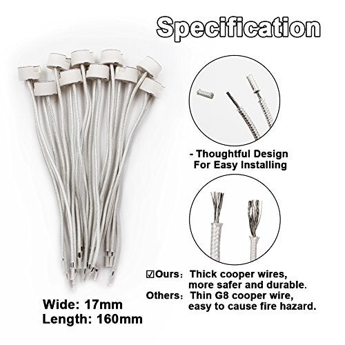 DiCUNO G8 Base Wire Connector Socket, G8 LED Light Bulb Socket Adapter, Ceramic Bulb Holder, 10 Pack - Image 5