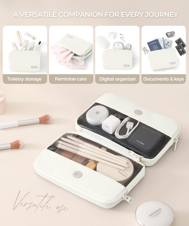 EPEDAL24 Preppy Makeup Bag, Rectangle Double Detachable Cosmetic Organizer, Clear Side Panel Portable Travel Pouches for In-Flight Essentials, Beauty & Tech Accessories, Gift for Women - Image 5