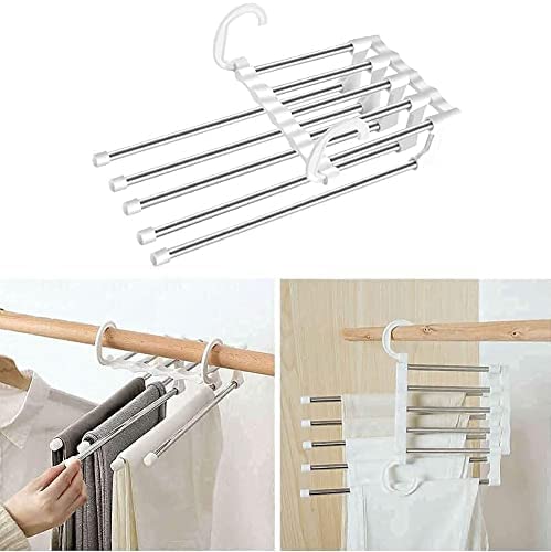 CELLEBII 5 in 1 Rack Stainless Steel Foldable Clothes Hanger for Wardrobe Magic Foldable Hanger Space Saving 2 - Image 5
