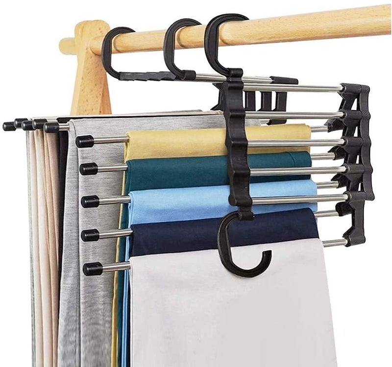 CELLEBII 5 in 1 Rack Stainless Steel Foldable Clothes Hanger for Wardrobe Magic Foldable Hanger Space Saving 2 - Image 3