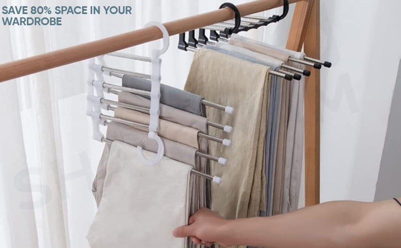 CELLEBII 5 in 1 Rack Stainless Steel Foldable Clothes Hanger for Wardrobe Magic Foldable Hanger Space Saving 2 - Image 4