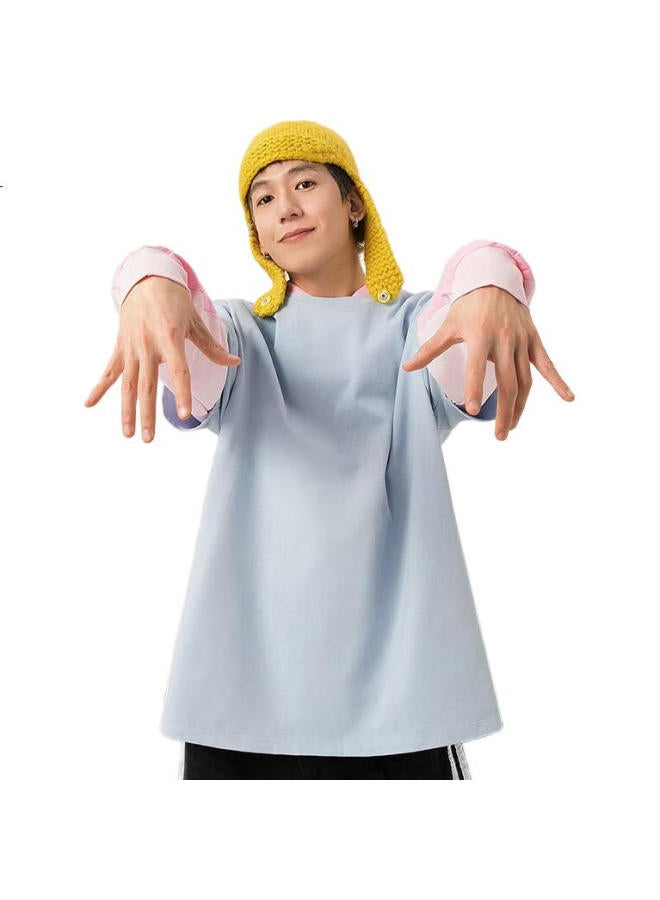 GENIOLAMODE Men'S Short Sleeve Summer Simple Casual Fashion Smiley Face Printed Cotton T-Shirt Men'S Top Khaki 2Xl - Image 2