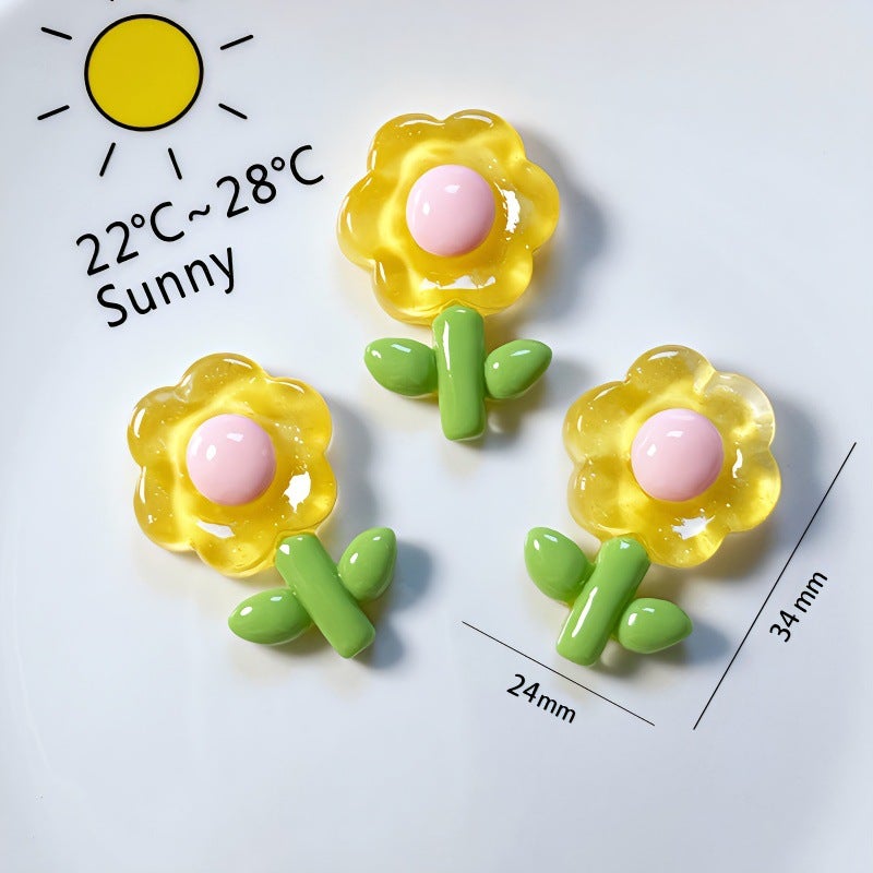 Clear Cute Flower Rabbit Resin DIY Phone Case Accessories Yellow big card 24 * 34mm 