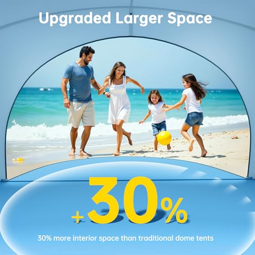 Raynesys Beach Tent Sun Shelter, Sun Shelter for 1-4 Person, Beach Shade Tent, Beaches Shade with 2 Zippered Doors, Portable Tents for Camping Fishing, Blue - Image 2