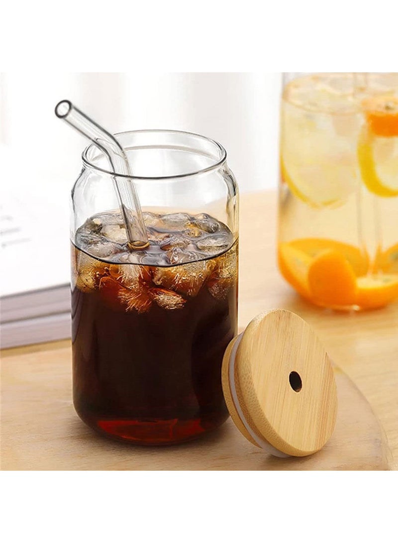 MIBRU Juice Glass Jar Wood Lid With Straw 400ml Glass Straw Cups with Wood Iced Coffee Glasses Portable Beverage Cups Tumbler Cup for Smoothie Portable Beverage Cups Tumbler Cup for Smoothie  - Image 4