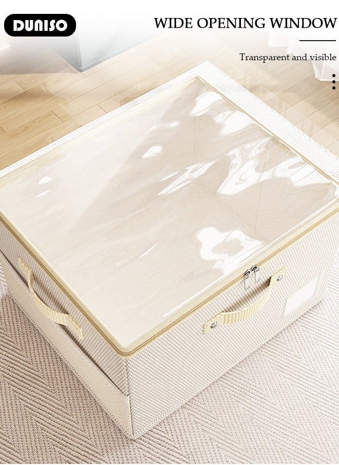 DUNISO Foldable Closet Storage Organizer with lid,Wardrobe Clothes Organizer For Clothing, Sheets, Toys, Books,Washable Closet Storage Boxes with Carrying Handles Cube Stackable Storage Bin for Home Bedroom Office  - Image 5