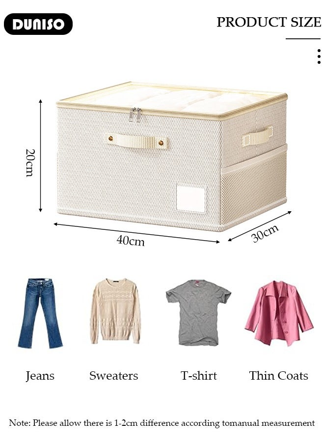 DUNISO Foldable Closet Storage Organizer with lid,Wardrobe Clothes Organizer For Clothing, Sheets, Toys, Books,Washable Closet Storage Boxes with Carrying Handles Cube Stackable Storage Bin for Home Bedroom Office  - Image 2
