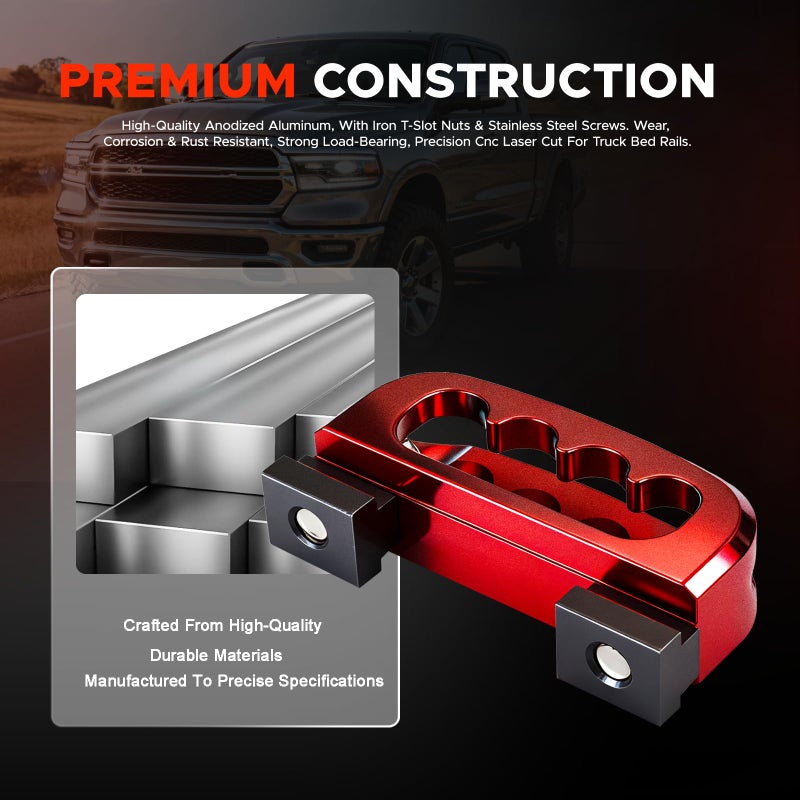 Achilioson Bed Rail Cleats, Tie Down Anchors for Cargo Trailer, for Tacoma, Tundra Gladiator and Ram 1500 Trucks Replaces PT278-35160 PT278-35111 PT278-35112 35100-S1 35050-S1 and PT785-35050-S1 Aluminum, 2PCS - Image 4