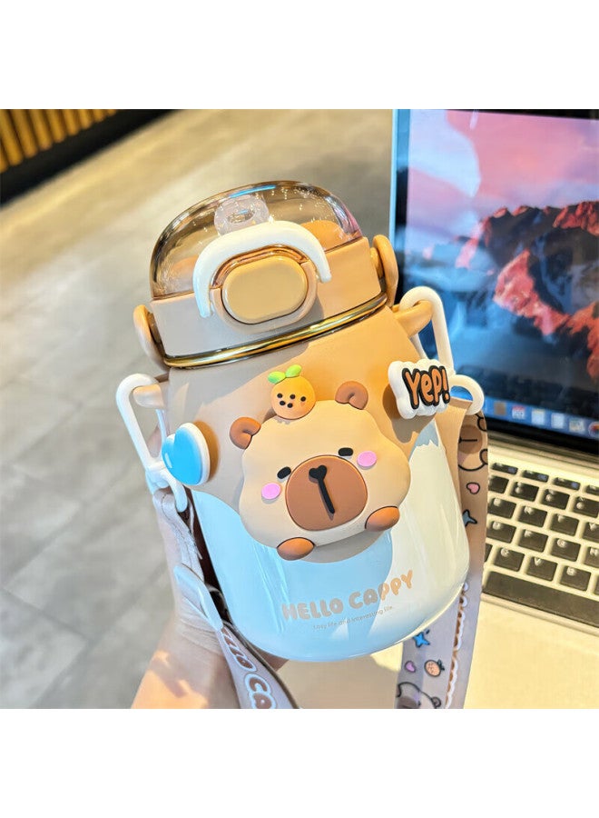 Pinyu Children's Insulated Bottle 316 Stainless Steel Large Capacity Wide Mouth Straw Water Cup For Boys And Girls White - Image 3