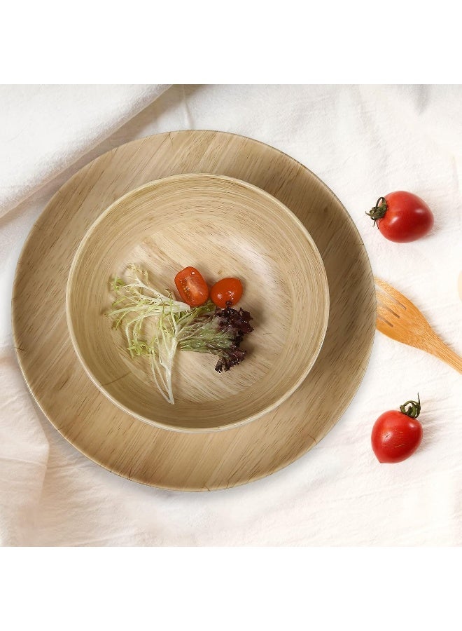 Webbylee Melamine Dinnerware Set 12pcs dinnerware set Indoor and Outdoor use Bamboo Pattern Dishes Dinnerware Set for 4Dishwasher Safe Wood Grain - Image 3