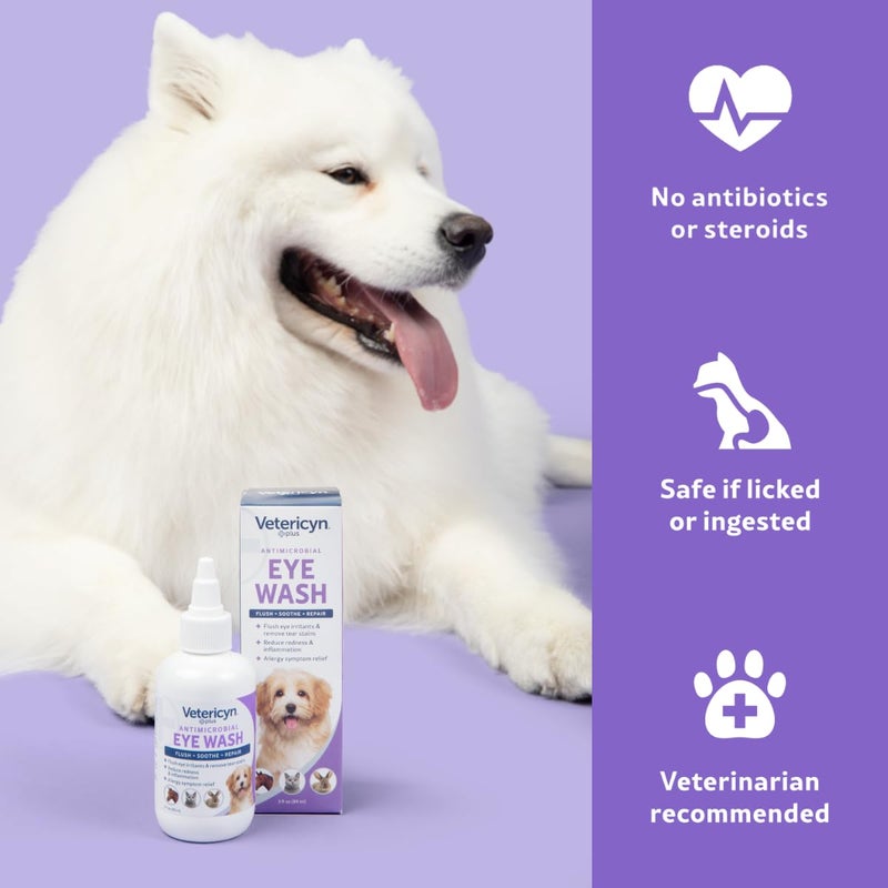 Vetericyn Plus Dog and Cat Eye Wash | Eye Drops for Dogs and Cats to Flush and Soothe Eye Irritations, Dog Tear Stain Cleaner, Safe for All Animals. 3 Ounces - Image 3
