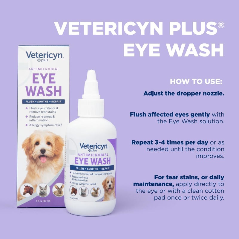 Vetericyn Plus Dog and Cat Eye Wash | Eye Drops for Dogs and Cats to Flush and Soothe Eye Irritations, Dog Tear Stain Cleaner, Safe for All Animals. 3 Ounces - Image 5