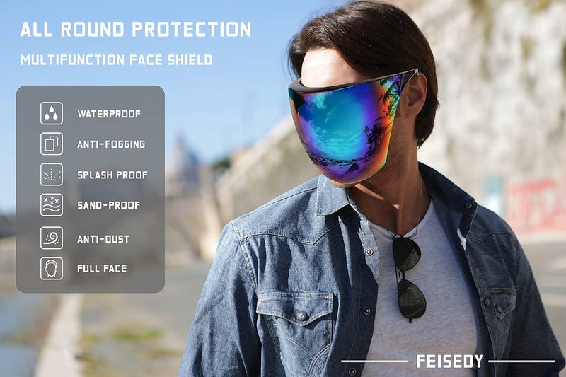 FEISEDY Full Cover Face Visor Protective Glasses Mirror Shield Sunglasses Anti Fog B2781 - Image 3
