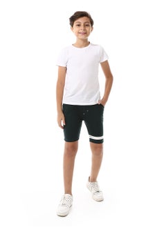Andora One Thigh White Double Strips Over Shorts - Heather Dark Green  - Image 5