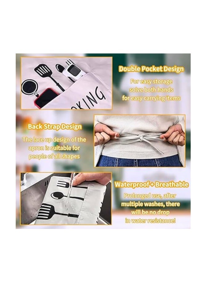 مريلة مطبخ من بلاستيك PVC، مريلة طبخ مقاومة للماء مع مناشف يد من الصوف المرجاني، جيب قابل للتوسيع، مريلة شيف للجنسين للرجال والنساء، مريلة للطبخ والرسم والاعمال المنزلية - Image 2