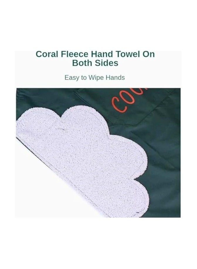 مريلة مطبخ من بلاستيك PVC، مريلة طبخ مقاومة للماء مع مناشف يد من الصوف المرجاني، جيب قابل للتوسيع، مريلة شيف للجنسين للرجال والنساء، مريلة للطبخ والرسم والاعمال المنزلية - Image 5