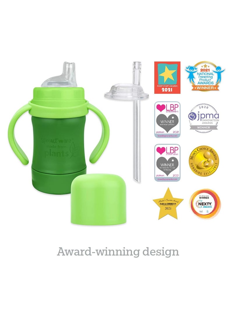 green sprouts - Sprout Ware Sip & Straw Cup made from Plants-6oz-Green- 6mo+ - Image 1