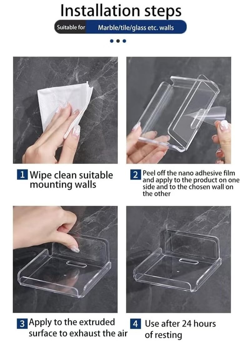 Generic - Acrylic Small Wall Shelf Set of 2 for Security Cameras, Speakers, Baby Monitors, Floating Shelves Easy to Install No Drill (Clear) - Image 1