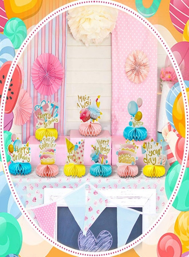 Fellibay 9 Pcs Colorful Honeycomb Centerpiece, Happy Birthday Decorations Set, Table Topper, Baby Shower Supplies - Image 3