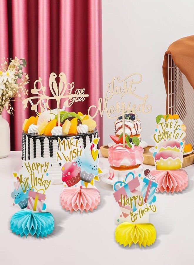 Fellibay 9 Pcs Colorful Honeycomb Centerpiece, Happy Birthday Decorations Set, Table Topper, Baby Shower Supplies - Image 4