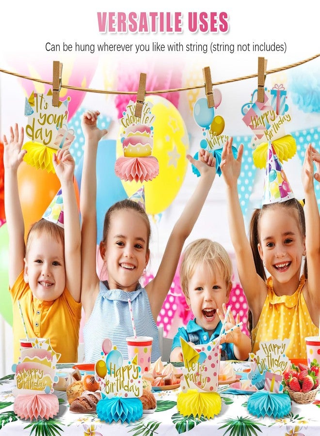 Fellibay 9 Pcs Colorful Honeycomb Centerpiece, Happy Birthday Decorations Set, Table Topper, Baby Shower Supplies - Image 2