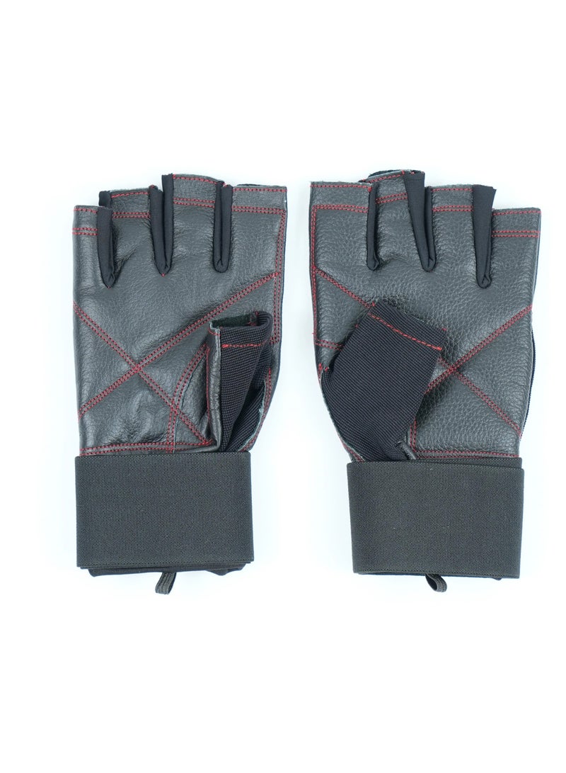 AXOX Fitness Leather Weight Lifting Gloves - Size L - Image 2