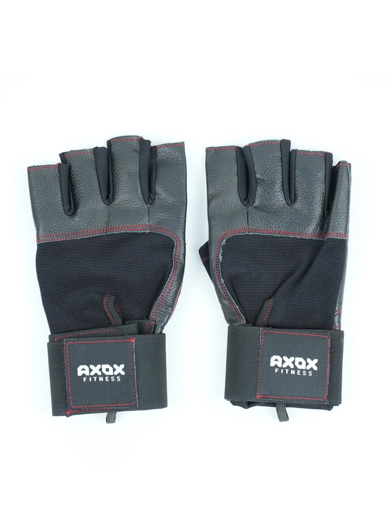 AXOX Fitness Leather Weight Lifting Gloves - Size L - Image 1