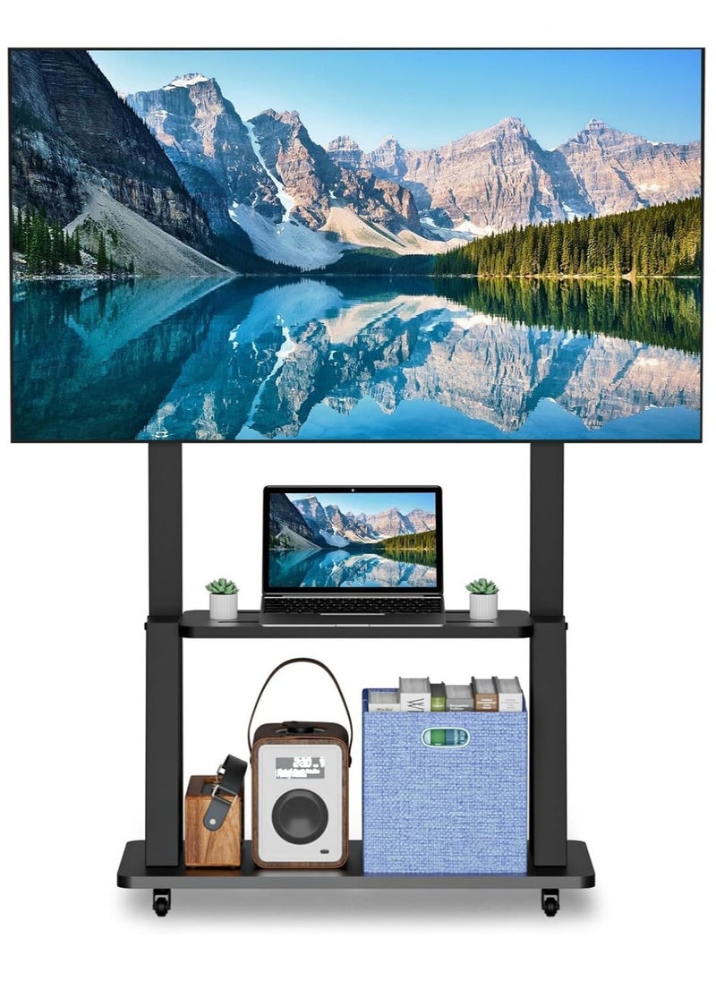 JAJEEK Mobile TV Stand - Rolling TV Cart with Wheels for 32-70 Inch TV, Height Adjustable, Holds Up to 40KG, Portable TV Stand with Shelf, Ideal for Conference Rooms, Commercial Spaces, and Home Use - Image 1