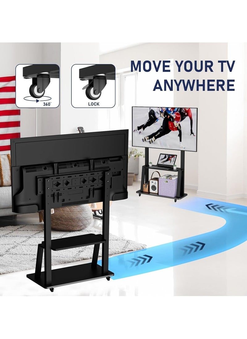 JAJEEK Mobile TV Stand - Rolling TV Cart with Wheels for 32-70 Inch TV, Height Adjustable, Holds Up to 40KG, Portable TV Stand with Shelf, Ideal for Conference Rooms, Commercial Spaces, and Home Use - Image 4