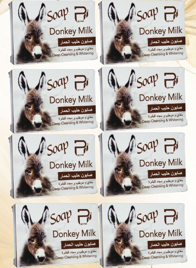 بيرون 8 قطع صابون حليب الحمار للتنظيف العميق والتبييض - Image 1