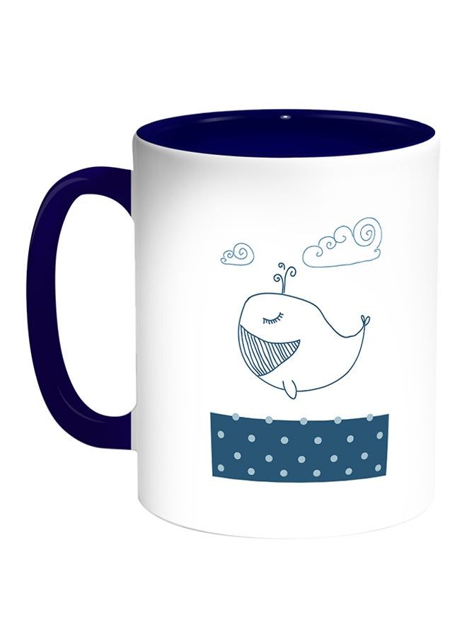 RKN The Whale Printed Coffee Mug White/Blue 11ounce - Image 2