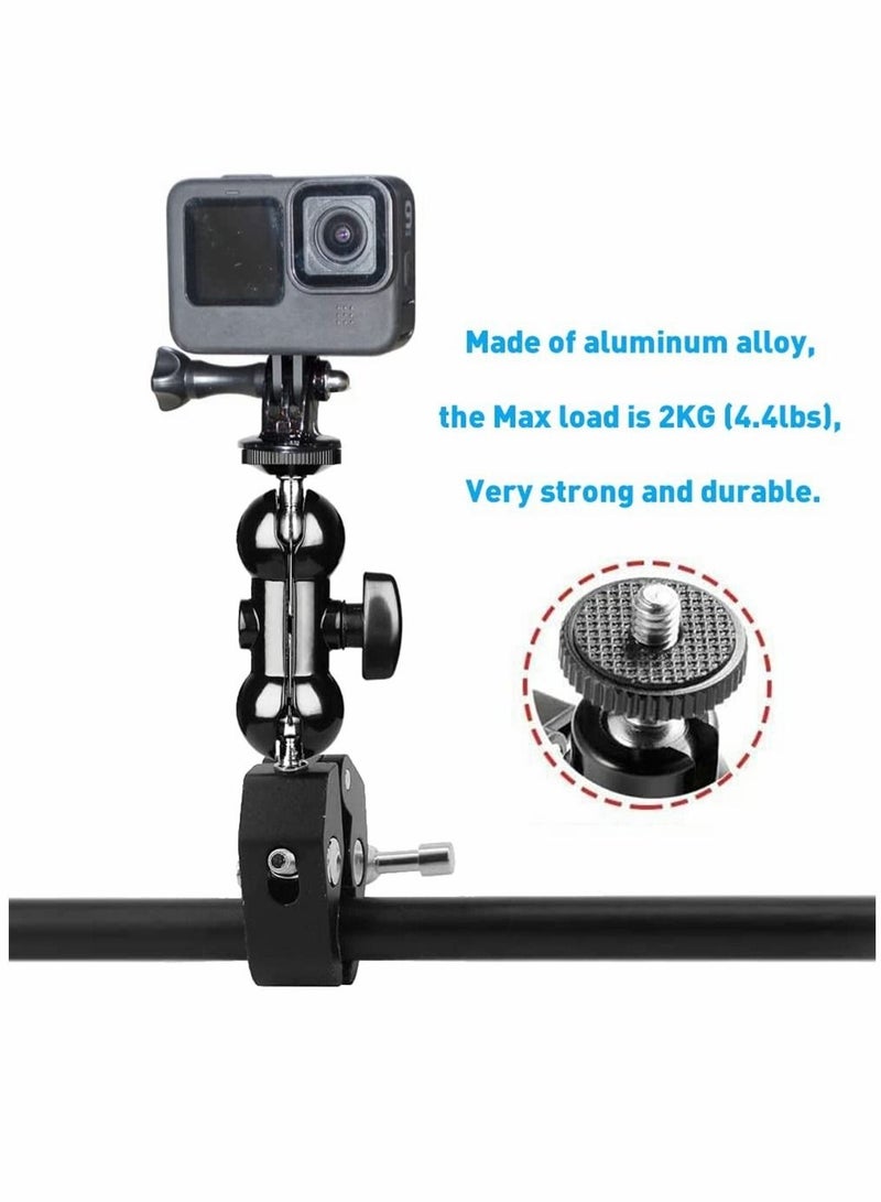 Captaintech Roll over image to zoom in Camera Clamp, Magic Arm, Double Ball Head Adapter, for Canon Nikon DSLR Camera/for Gopro/LED Lights (black) - Image 2
