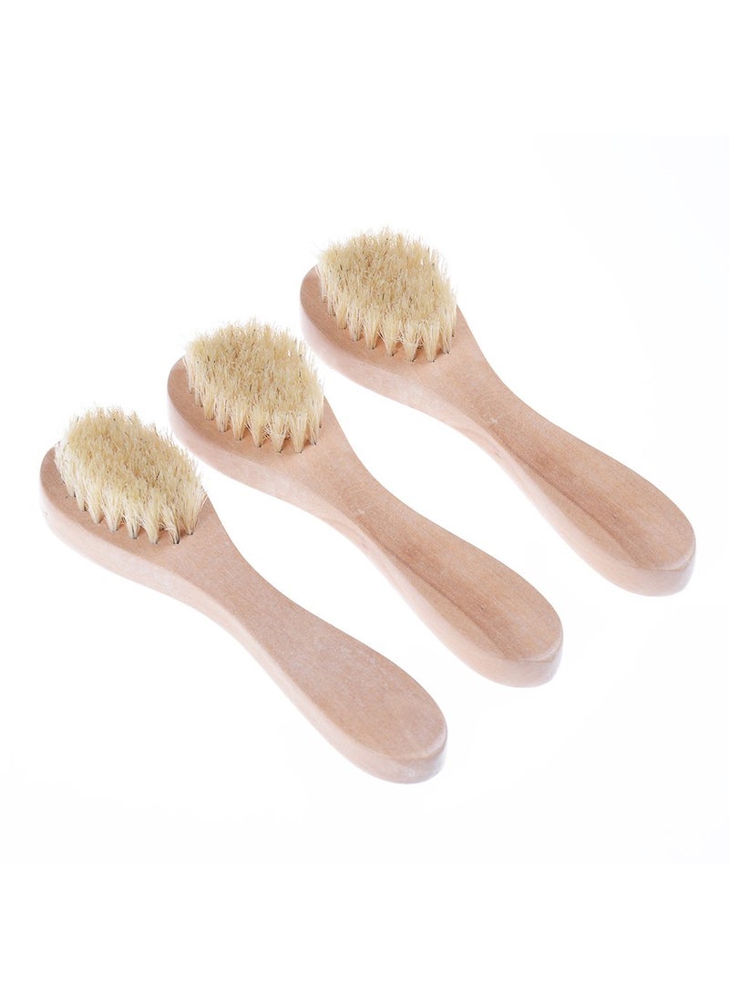 37YIMU - Face Cleansing Brush for Facial Exfoliation Natural Bristles Brush For Dry Brushing  Set of 3 Pack Wooden Handle Skin Cleaning Scrubbers for Men and Women - Image 1