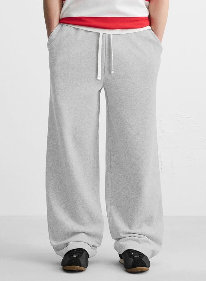 HeSaYep Men's Fleece Lined Sweatpants Baggy Wide Leg Lounge Sweat Pants with Pockets, Grey, XXL - Image 4
