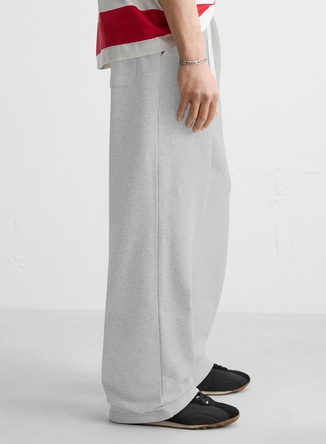 HeSaYep Men's Fleece Lined Sweatpants Baggy Wide Leg Lounge Sweat Pants with Pockets, Grey, XXL - Image 3