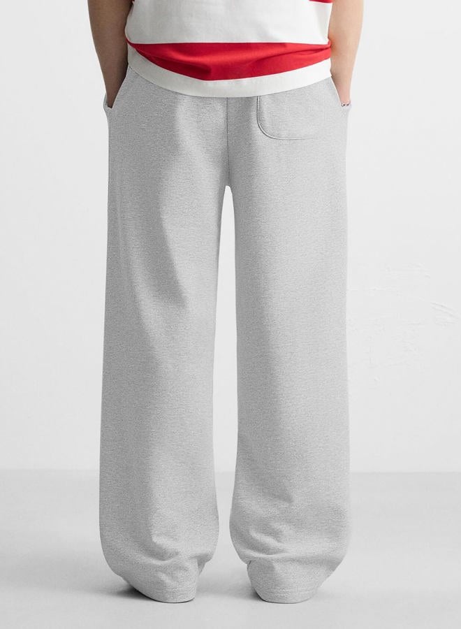 HeSaYep Men's Fleece Lined Sweatpants Baggy Wide Leg Lounge Sweat Pants with Pockets, Grey, XXL - Image 2