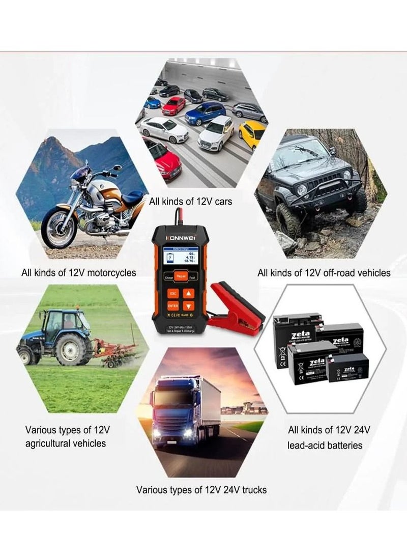 Konnwei KONNWEI KW520 12V/10A-24V/5A Battery Tester+Charger+Repair Tool with tester and repair function  - Image 3