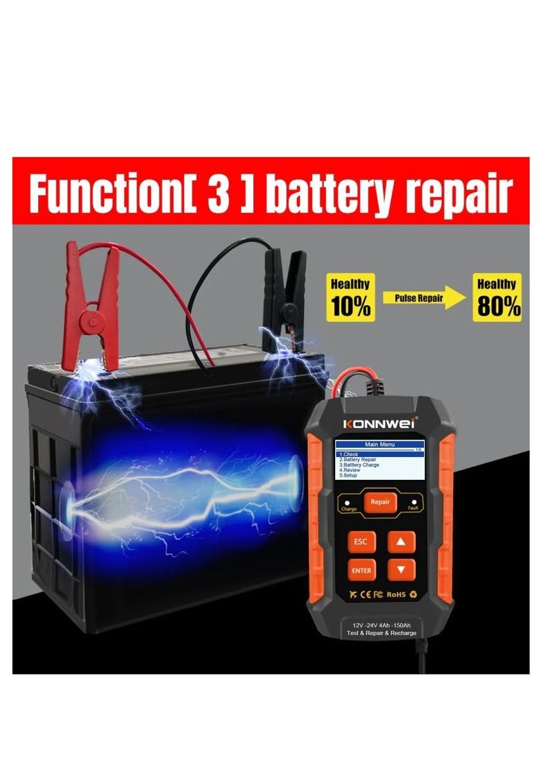 Konnwei KONNWEI KW520 12V/10A-24V/5A Battery Tester+Charger+Repair Tool with tester and repair function  - Image 4