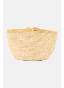 Muy Mucho Round Cotton Basket With Handle 22 x 20 Cm, Beige  - Image 1
