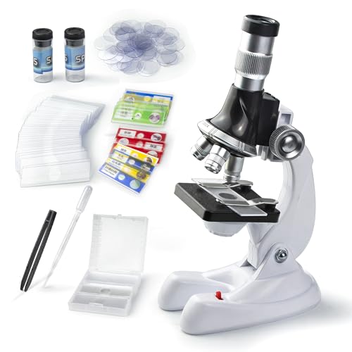 stochastic box 115 Pcs Microscope Science Kit for Kids with 100X1200X MagnificationEquiped with Prepared and DIY Blank Slides Microscope for Beginner Boys Girls - Image 1