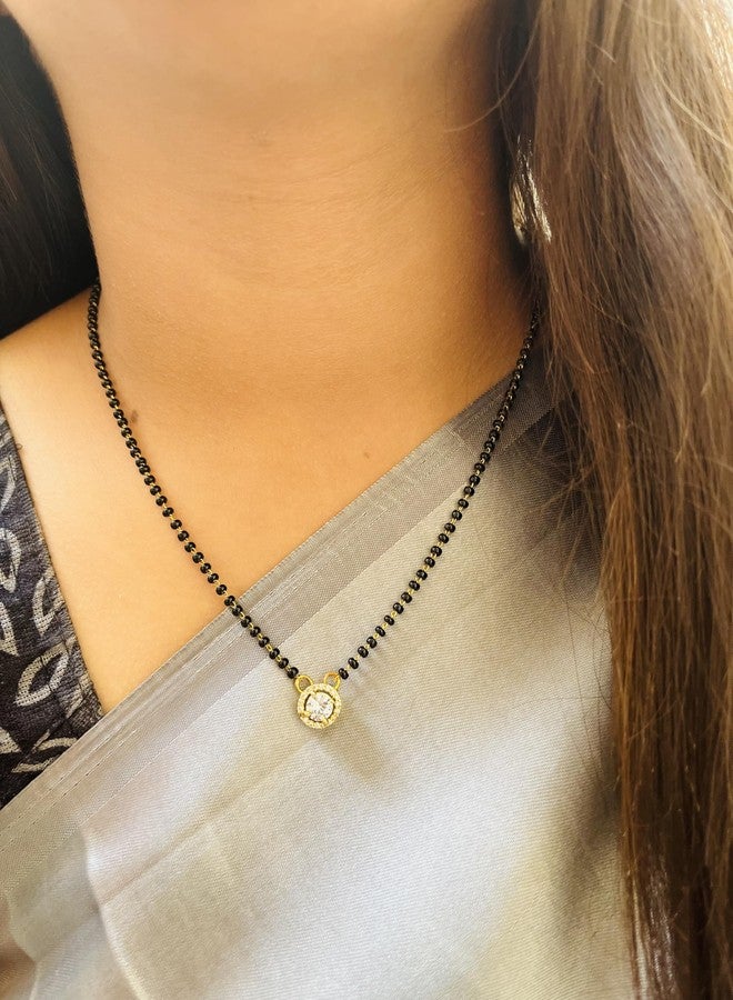 JHB AD Pendant Gift Set |Rakhi Rakshabandhan Gift for Sister Bhabhi, Gifts for Women & Girls | Mangalsutra With American Diamond, Traditional Black Bead Mangalsutra - Image 3