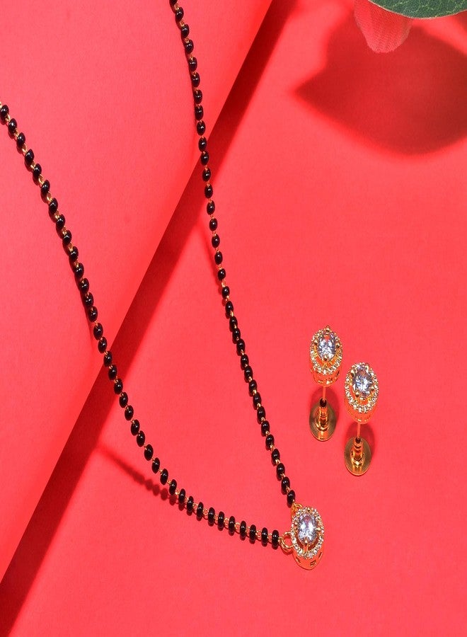 JHB AD Pendant Gift Set |Rakhi Rakshabandhan Gift for Sister Bhabhi, Gifts for Women & Girls | Mangalsutra With American Diamond, Traditional Black Bead Mangalsutra - Image 2