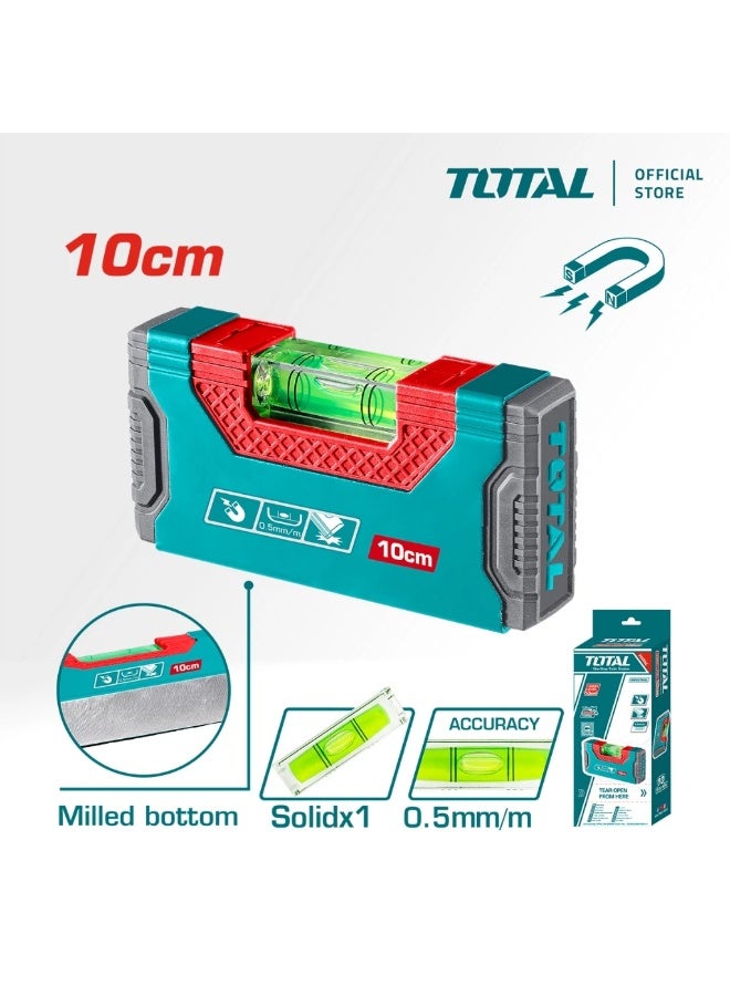 TOTAL Tools Spirit Level, 10cm, Shockproof with Strong Magnet, TMT205101 - Image 1