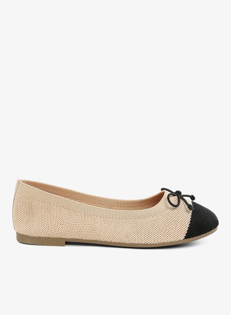 Two Tone Ballerinas in Beige and Black