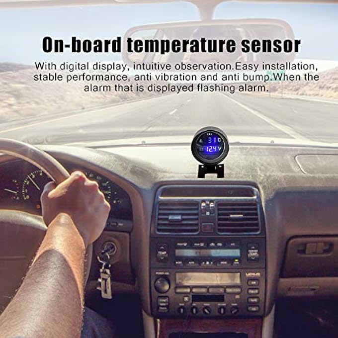Eacam Round Led Digital Car Truck Water Temp Gauge Temperature Sensor Temperatura Moto  Voltmeter Volt Voltage Meter 2 In 1 120V 24 - Image 3