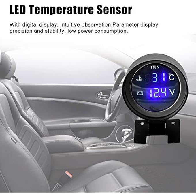 Eacam Round Led Digital Car Truck Water Temp Gauge Temperature Sensor Temperatura Moto  Voltmeter Volt Voltage Meter 2 In 1 120V 24 - Image 4
