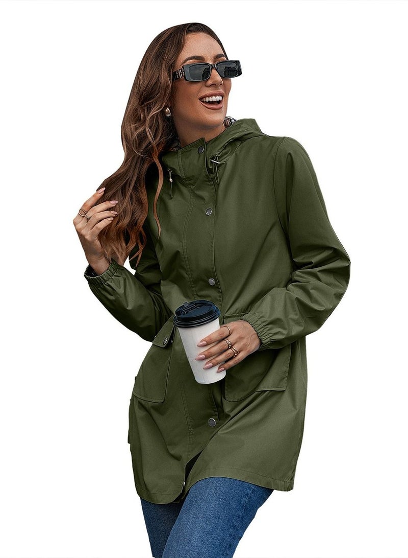 Loquat Outdoor Hooded Waterproof Coat Green - Image 1