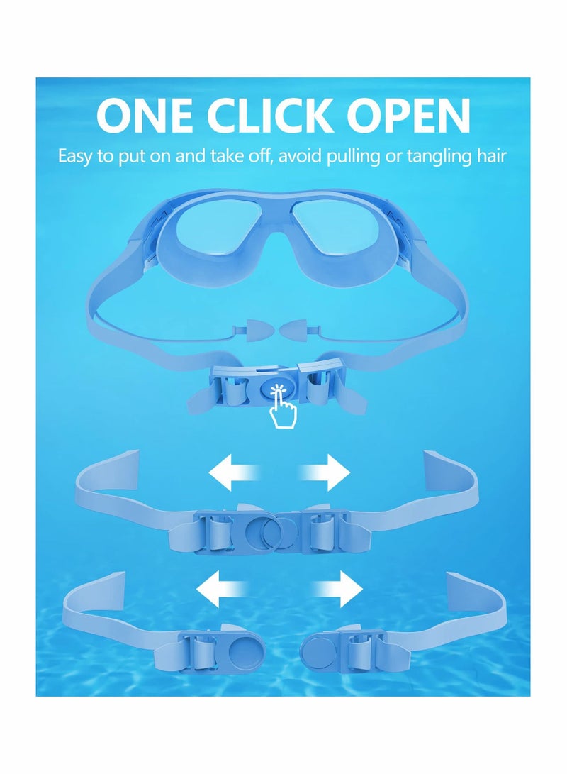 Excefore نظارات سباحة للأطفال، نظارات سباحة مستقطبة ممتازة لا تتسرب، رؤية واسعة، مضادة للضباب، حماية من الأشعة فوق البنفسجية، مقاومة للماء، مريحة وعصرية للأولاد والبنات - Image 4